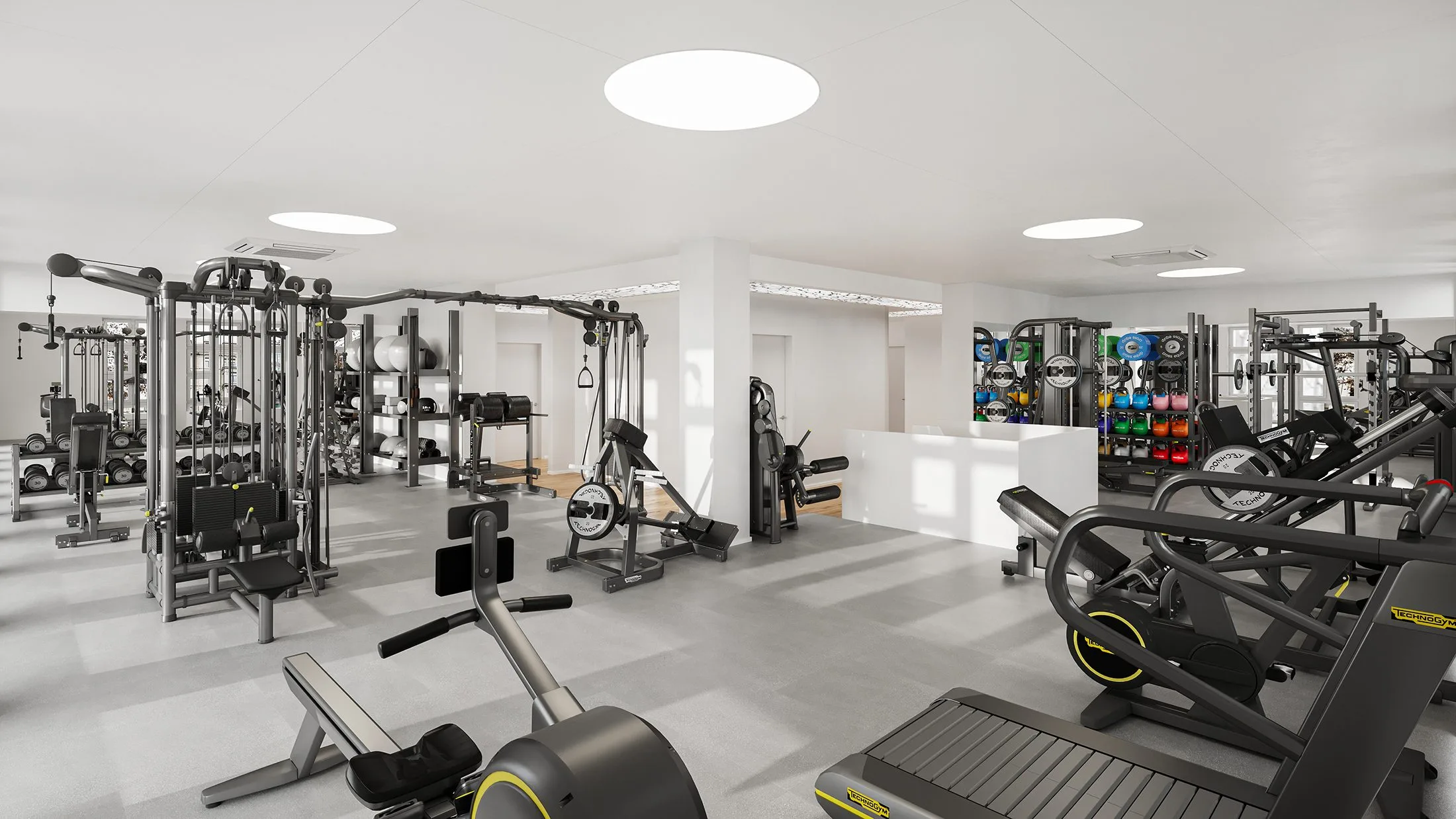 3D visualization interior &ndash; living room with lighting mood and material detail