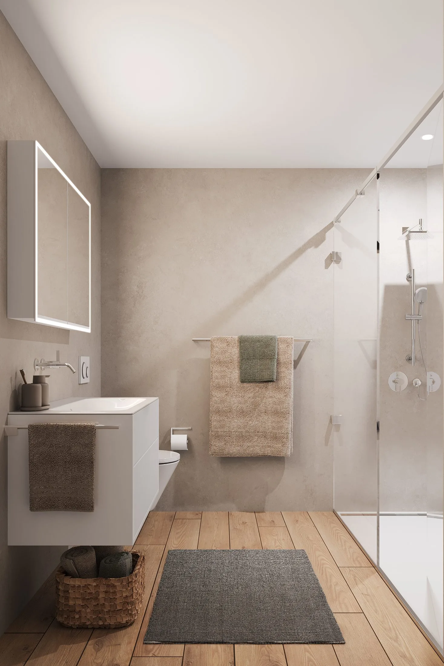Architektur-Rendering Innenraum &ndash; fotorealistische Innenvisualisierung Schweiz mit Materialstudie