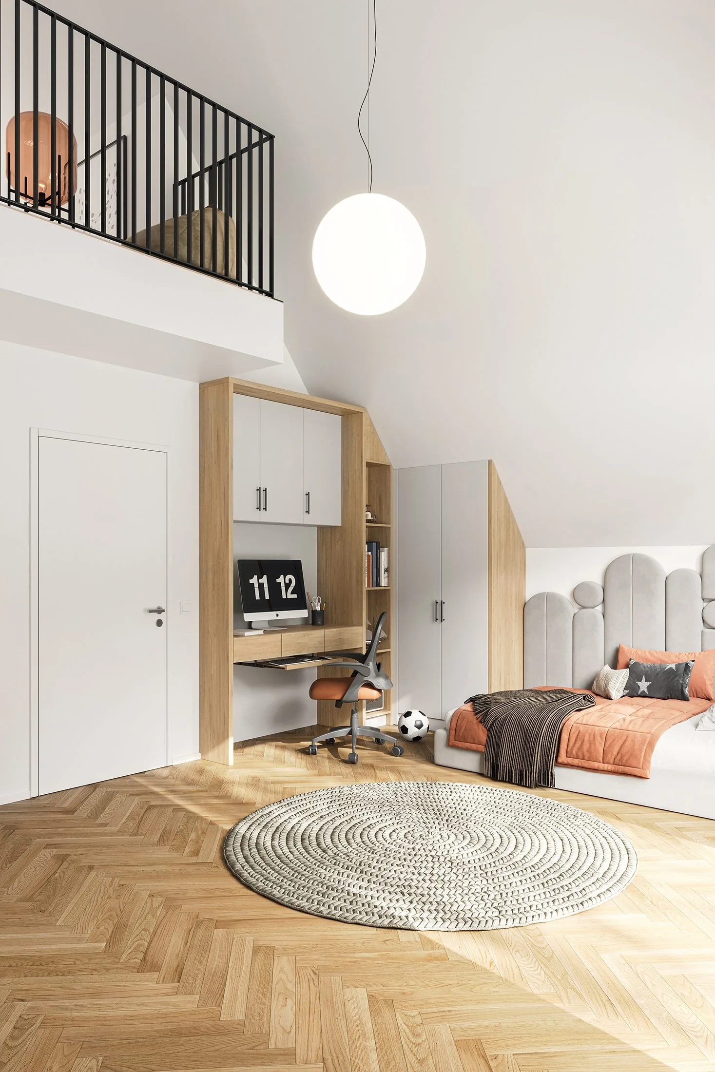 Visualisation 3D intérieure immobilière &ndash; espace de vie ouvert pour la brochure