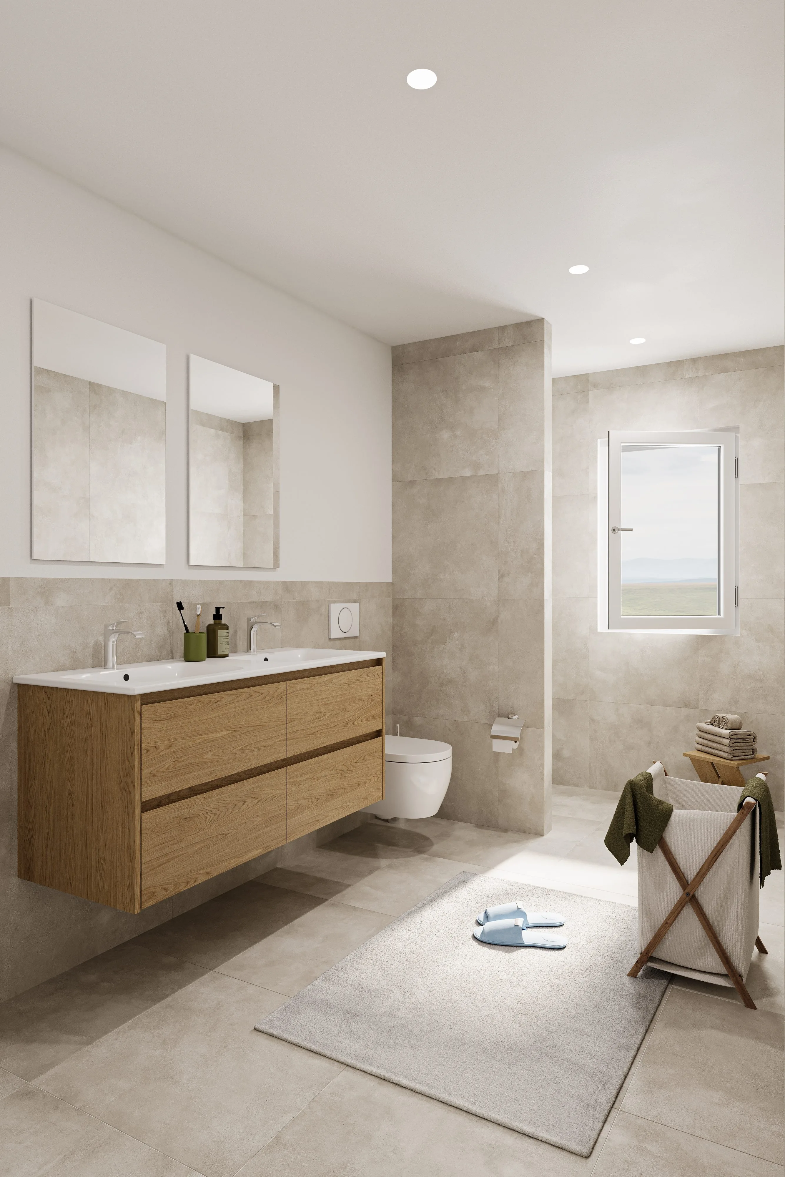 Fotorealistische Innenvisualisierung &ndash; hochwertiges Wohnraum-Rendering mit Materialstudie