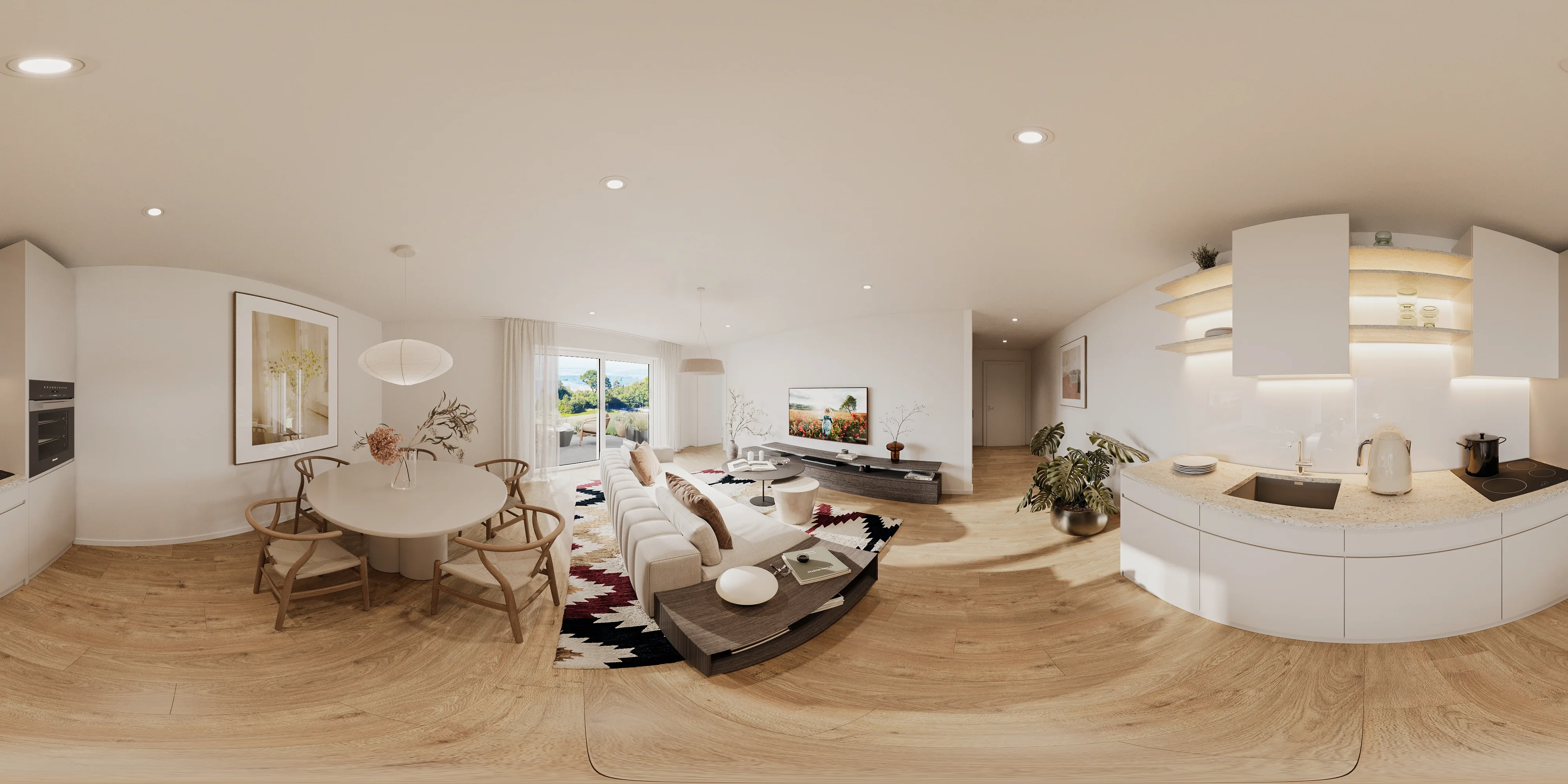 Les Terrasses de Prêles &ndash; Innen-Panorama Wohnung 35, Schlaf- und Ankleidebereich