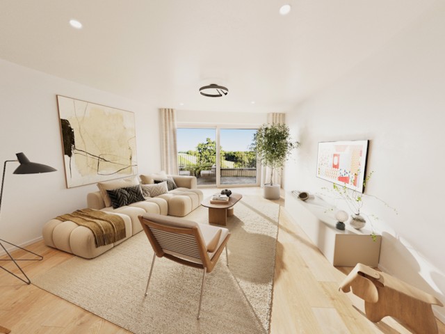 360° interior tour &ndash; living area of a terrace apartment in Prêles