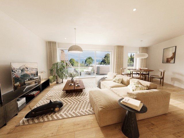 360° panorama tour &ndash; living area of an apartment in Prêles